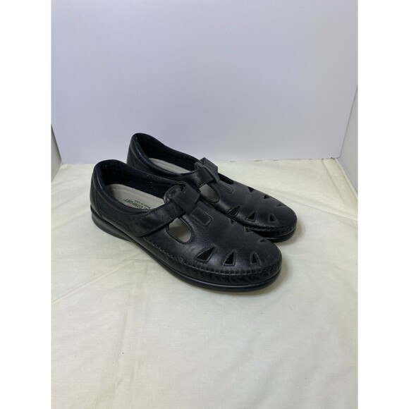 SAS Roamers Black Leather Slip on Loafers Size 9.5 Slim USA made - Picture 1 of 7